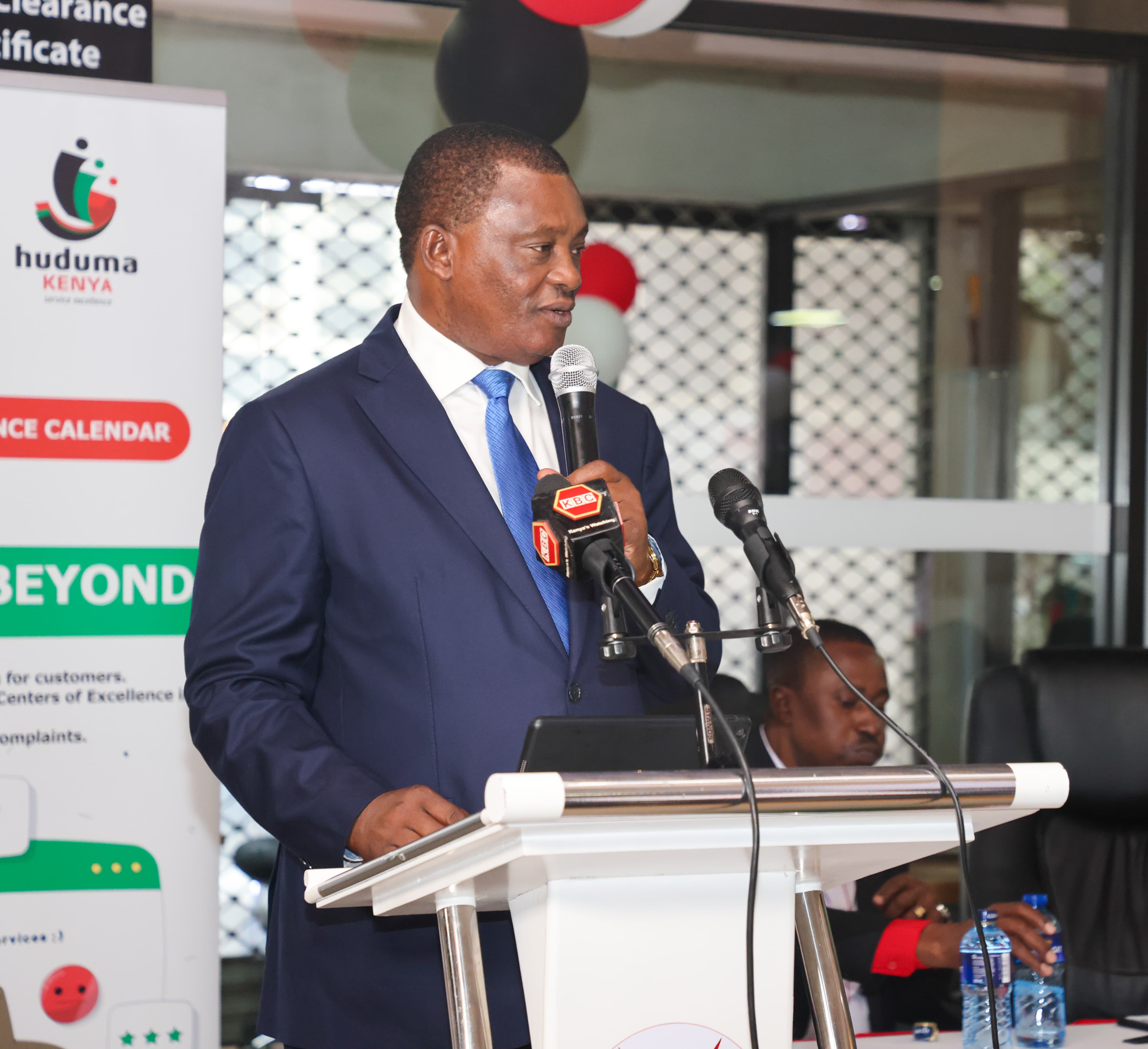 CS Hon. JB Muturi addressing Huduma Kenya Staff