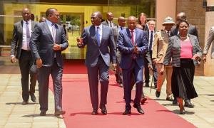 CS for Public Service and Human Capital Development Justin Muturi joined President William Ruto at the official launch of the Strategic Framework for the National Police Service, Kenya Prisons Service, and National Youth Service held at the Kenya School of Government, Lower Kabete