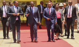 CS for Public Service and Human Capital Development Justin Muturi joined President William Ruto at the official launch of the Strategic Framework for the National Police Service, Kenya Prisons Service, and National Youth Service held at the Kenya School of Government, Lower Kabete