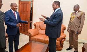 CS for Public Service and Human Capital Development Justin Muturi joined President William Ruto at the official launch of the Strategic Framework for the National Police Service, Kenya Prisons Service, and National Youth Service held at the Kenya School of Government, Lower Kabete