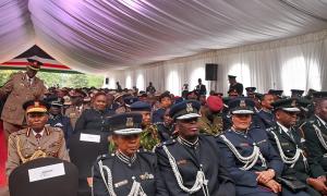 CS for Public Service and Human Capital Development Justin Muturi joined President William Ruto at the official launch of the Strategic Framework for the National Police Service, Kenya Prisons Service, and National Youth Service held at the Kenya School of Government, Lower Kabete