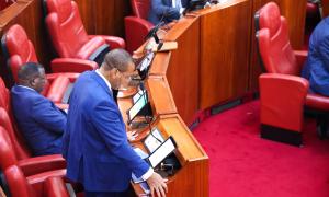 CS Hon. Justin Muturi appeared before the Senate to respond to a question by Tana River County Senator Hon. Danson Mungatana on the State of Hola Huduma Centre.