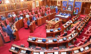 CS Hon. Justin Muturi appeared before the Senate to respond to a question by Tana River County Senator Hon. Danson Mungatana on the State of Hola Huduma Centre.