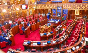 CS Hon. Justin Muturi appeared before the Senate to respond to a question by Tana River County Senator Hon. Danson Mungatana on the State of Hola Huduma Centre.