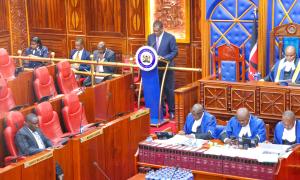 CS Hon. Justin Muturi appeared before the Senate to respond to a question by Tana River County Senator Hon. Danson Mungatana on the State of Hola Huduma Centre.