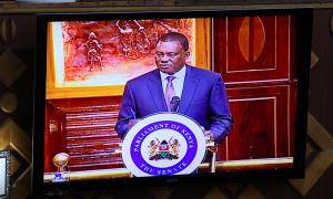 CS Hon. Justin Muturi appeared before the Senate to respond to a question by Tana River County Senator Hon. Danson Mungatana on the State of Hola Huduma Centre.