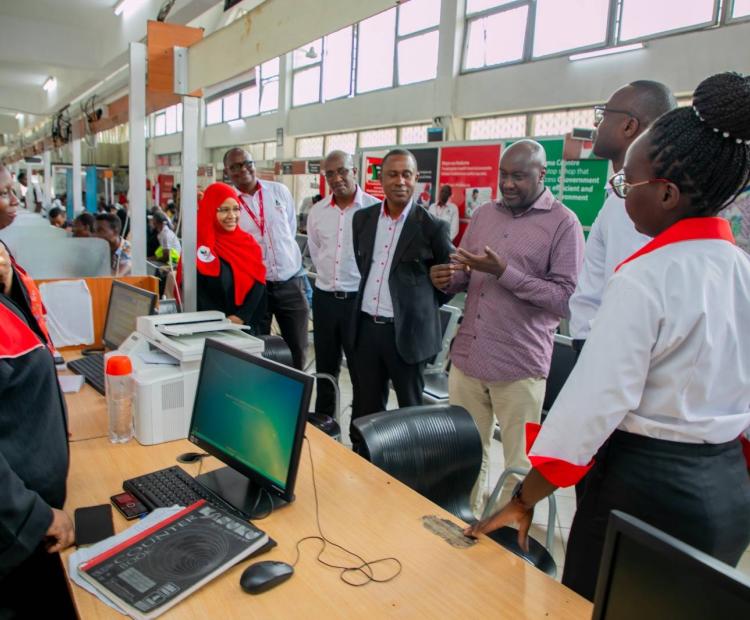 The Principal Secretary Mr. Amos Gathecha EBS visited Huduma Centre Mombasa to assess the level of service delivery.