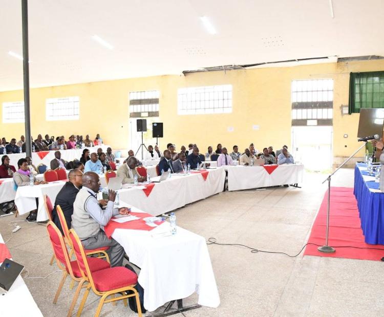 The official opening of the Heads and Deputies of Human Resource Management and Development Units workshop at the Rift valley Institute of Science and Technology in Nakuru County by Public Service Principal Secretary, Mr. Amos Gathecha.