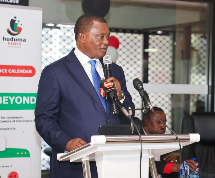 CS Hon. JB Muturi addressing Huduma Kenya Staff