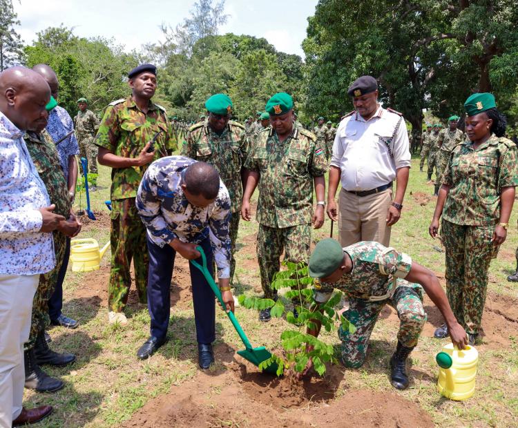 CS plants trees at the NYS Technical Training College Mombasa